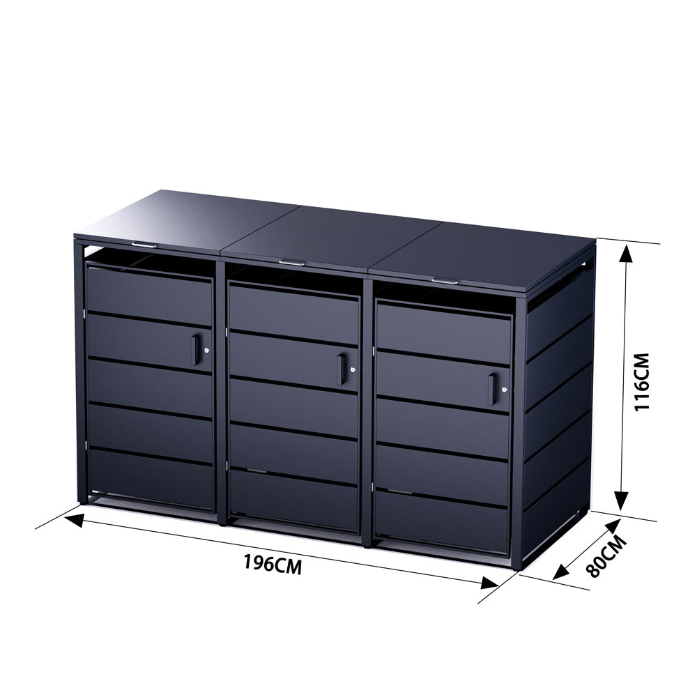 Mülltonnenbox mit genauen Maßangaben.1