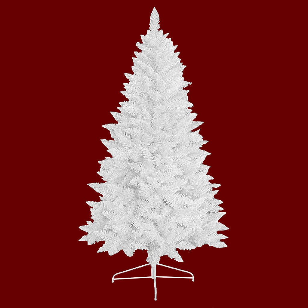Weißer künstlicher Weihnachtsbaum mit rotem Hintergrund. 120 cm