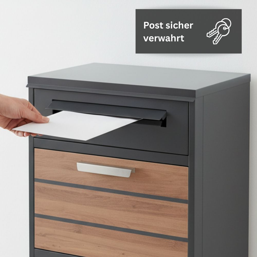 RS Trade Briefkasten mit Paketfach Holzoptik