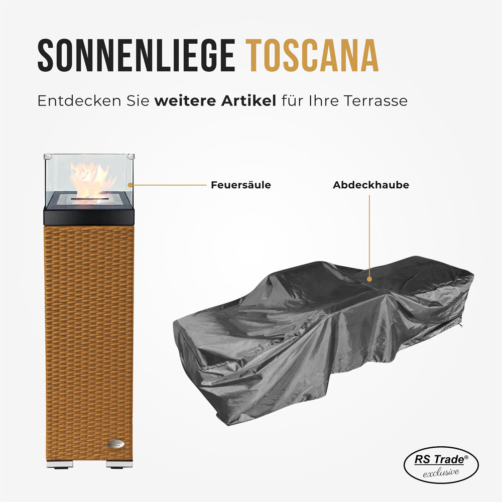 Natur Abdeckung für Sonnenliege und passende Feuersäule.