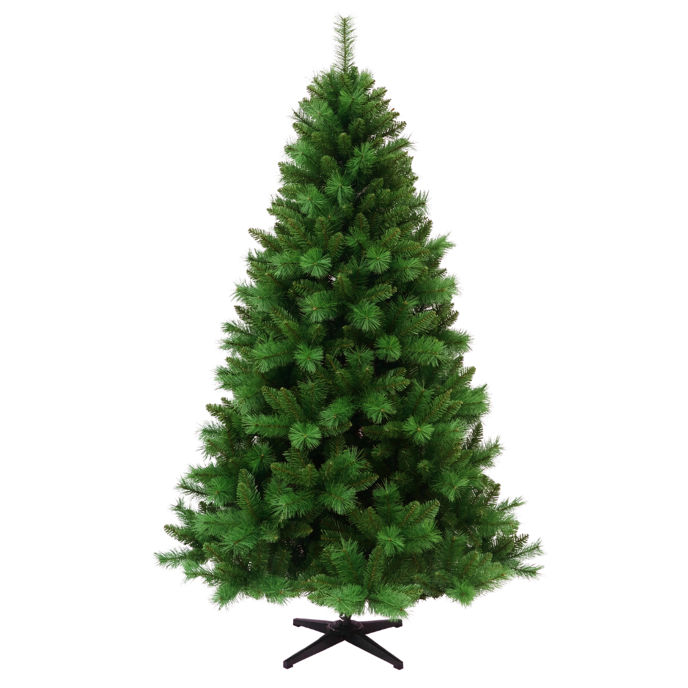 Künstlicher Weihnachtsbaum HXT 1101 Colorado-Mix, 180 cm hoch, mit dichten grünen PVC-Nadeln und schwarzem Metallständer.