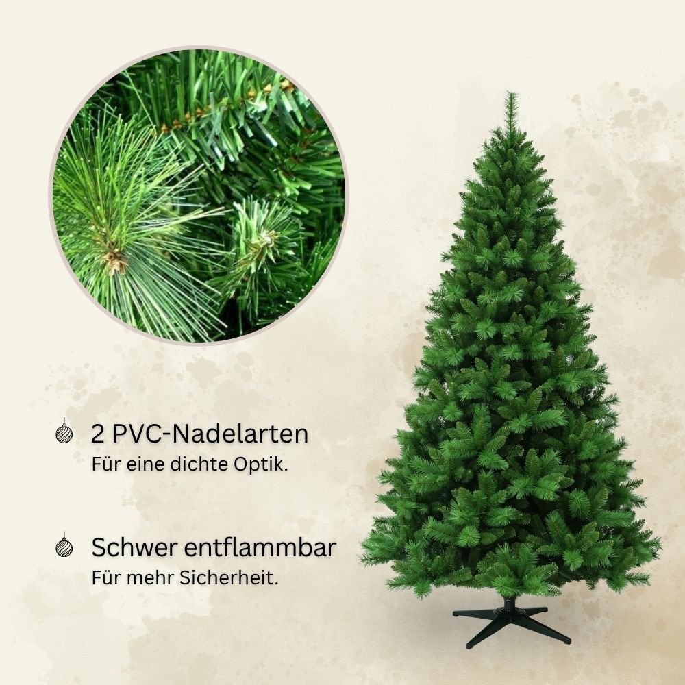 Künstlicher Weihnachtsbaum HXT 1101 mit zwei PVC-Nadelarten für eine dichte Optik und schwer entflammbarem Material.