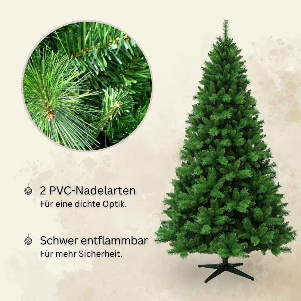 Künstlicher Weihnachtsbaum HXT 1101 mit zwei PVC-Nadelarten für eine dichte Optik und schwer entflammbarem Material.
