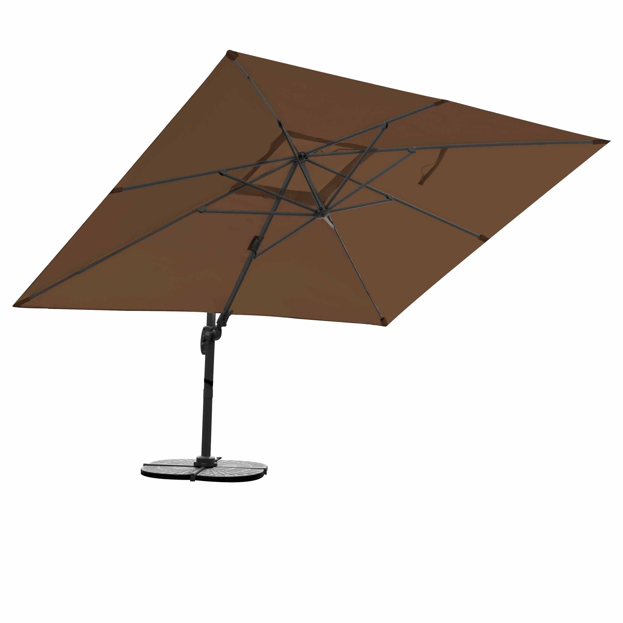 Brauner Ampelschirm Gastro Sonnenschirm 3x4m inkl. Windsicherung+Schutzhülle1