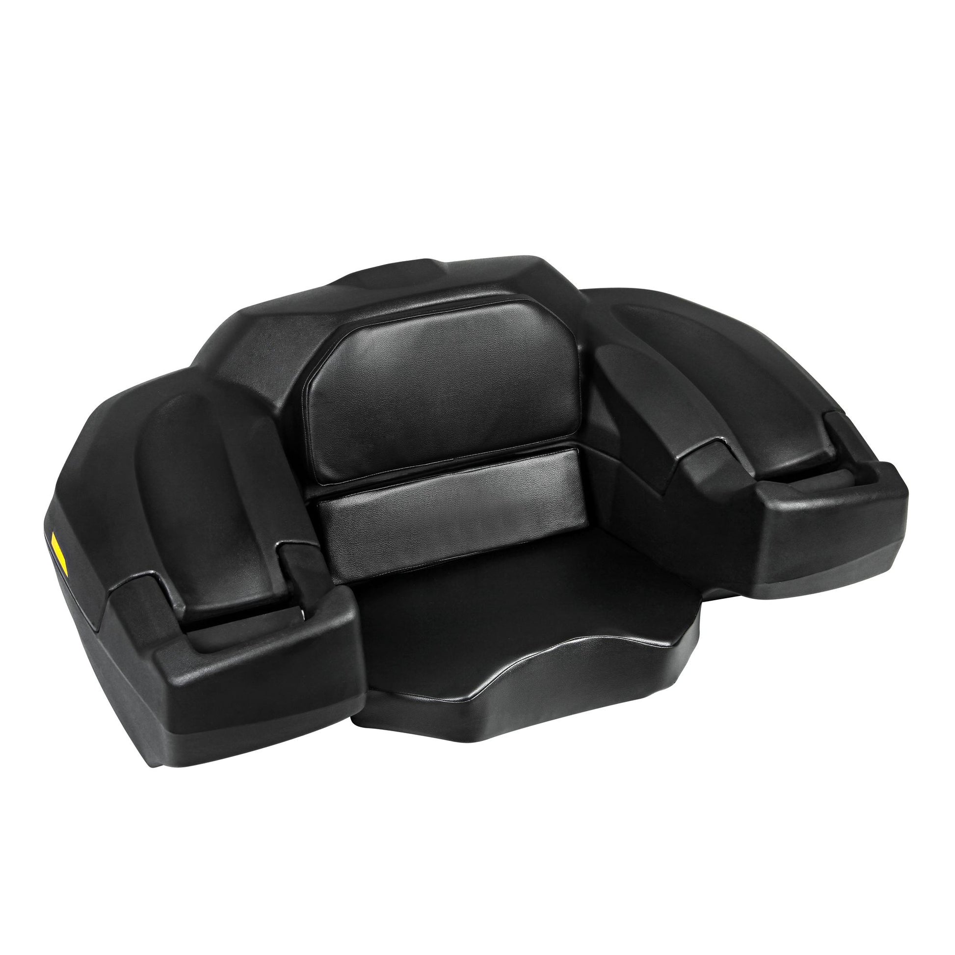 Schwarze, gepolsterte ATV-Box mit ergonomischem Sitz und integrierten Armlehnen.