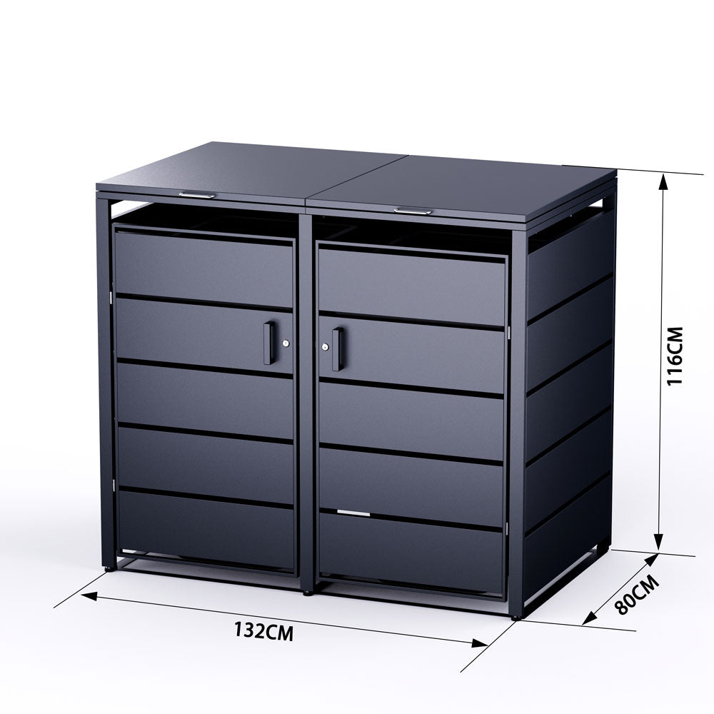 Mülltonnenbox mit genauen und Maßangaben.1