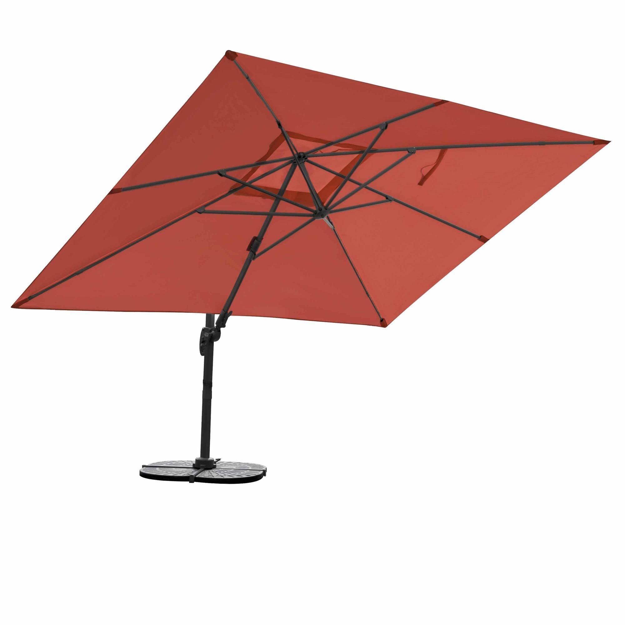 Orange/Roter Ampelschirm Gastro Sonnenschirm 3x4m inkl. Windsicherung+Schutzhuelle1
