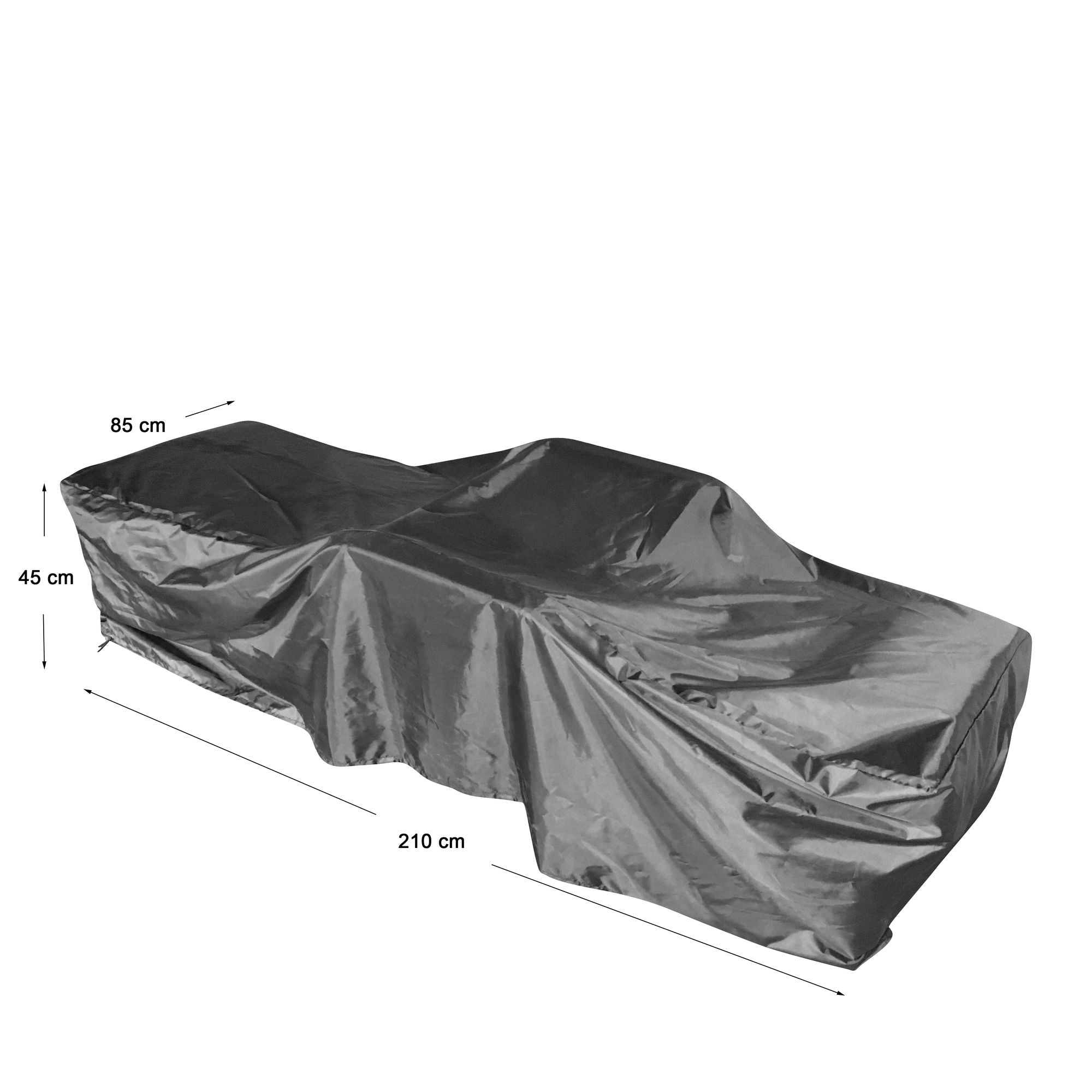Schutzabdeckung für die Sonnenliege Imola in Schwarz mit den Maßen: 210 x 85 x 45 cm, robust und wetterfest.