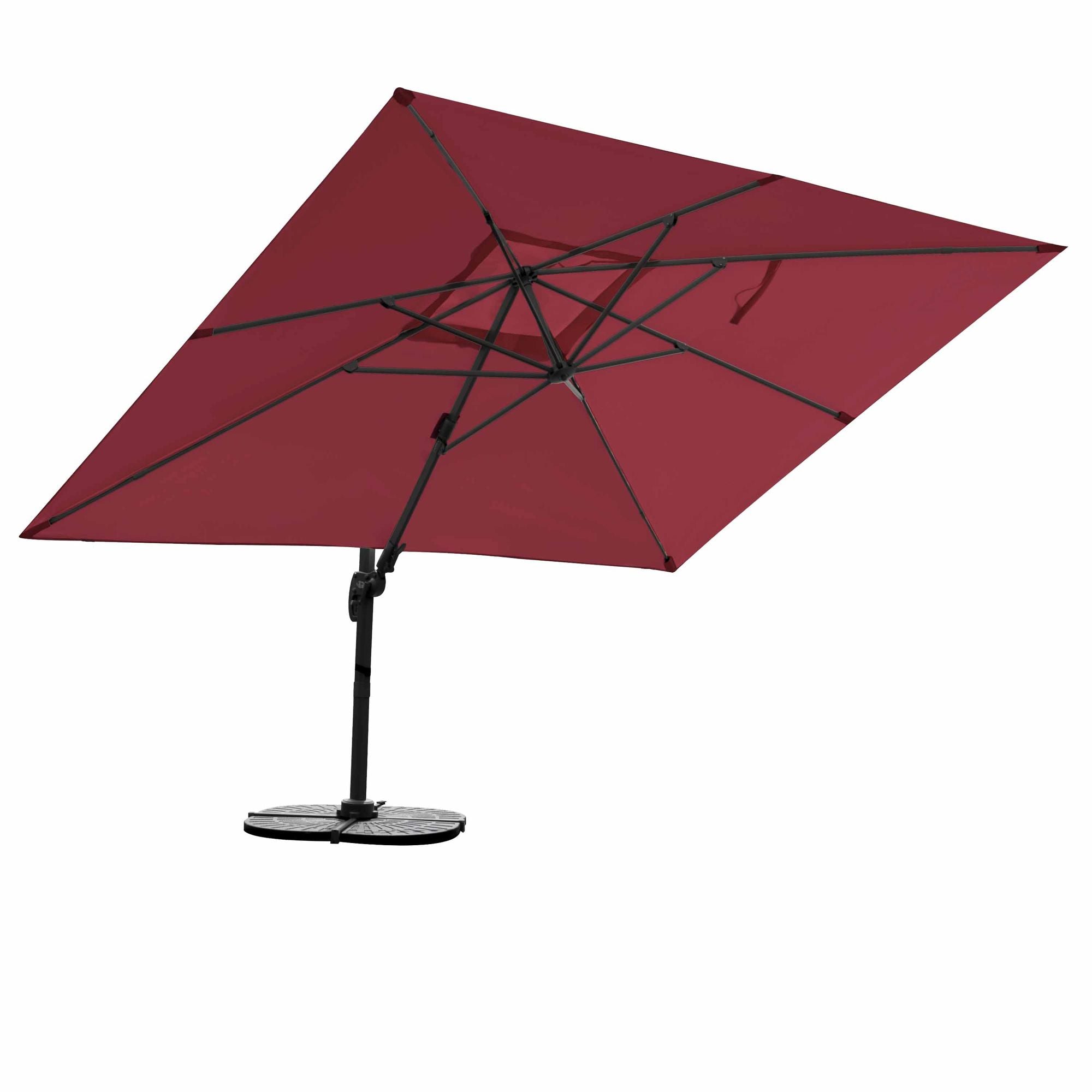 Roter Ampelschirm Gastro Sonnenschirm 3x4m inkl. Windsicherung+Schutzhülle