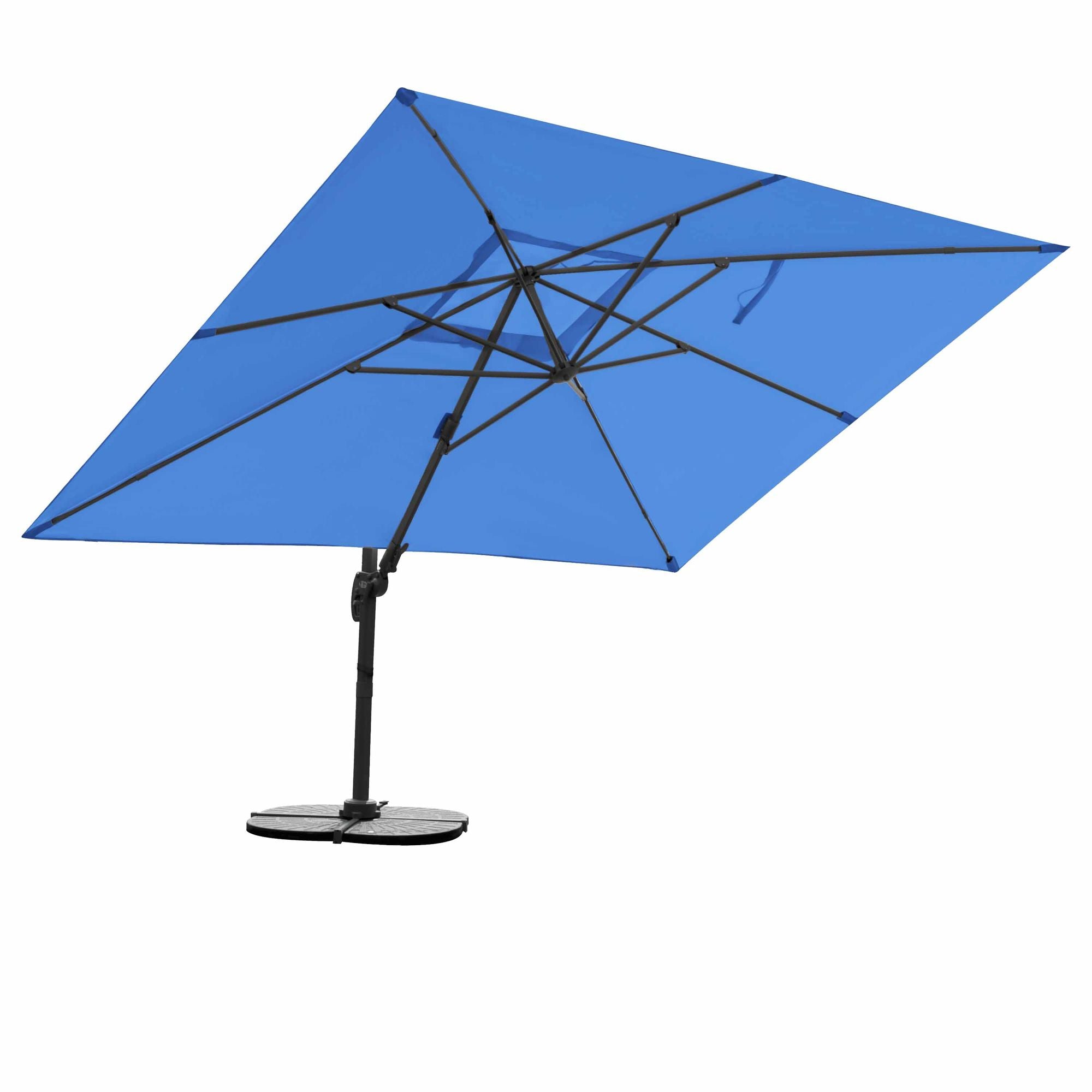 Blauer Ampelschirm Gastro Sonnenschirm 3x4m inkl. Windsicherung+Schutzhülle