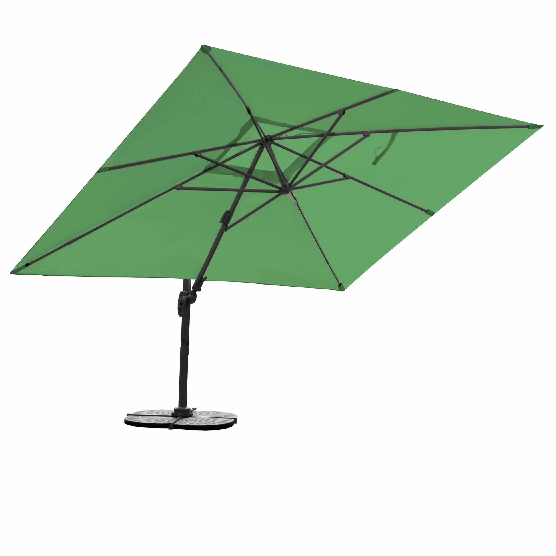 Grüner Ampelschirm Gastro Sonnenschirm 3x4m inkl. Windsicherung+Schutzhülle