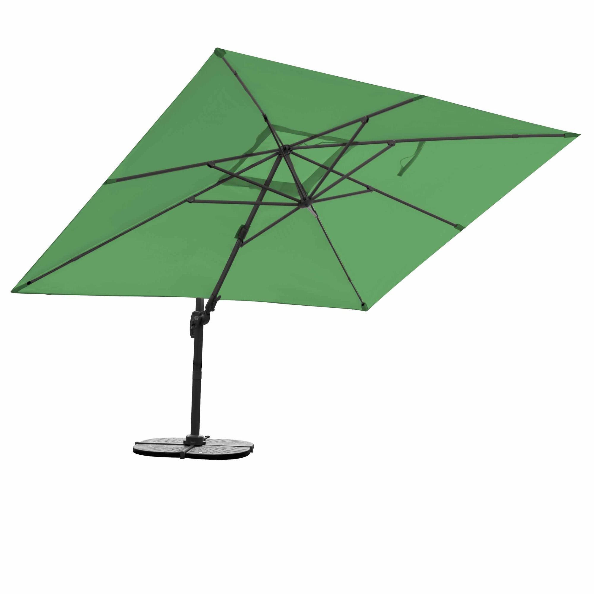 Grüner Ampelschirm Gastro Sonnenschirm 3x4m inkl. Windsicherung+Schutzhülle