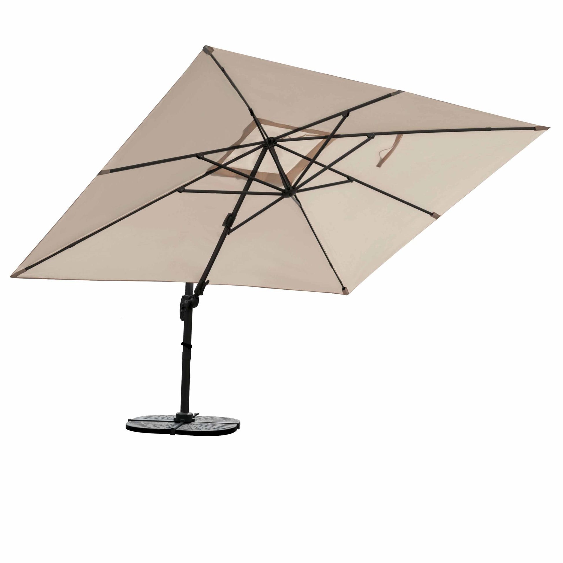 Sandfarbener Ampelschirm Gastro Sonnenschirm 3x4m inkl. Windsicherung+Schutzhülle
