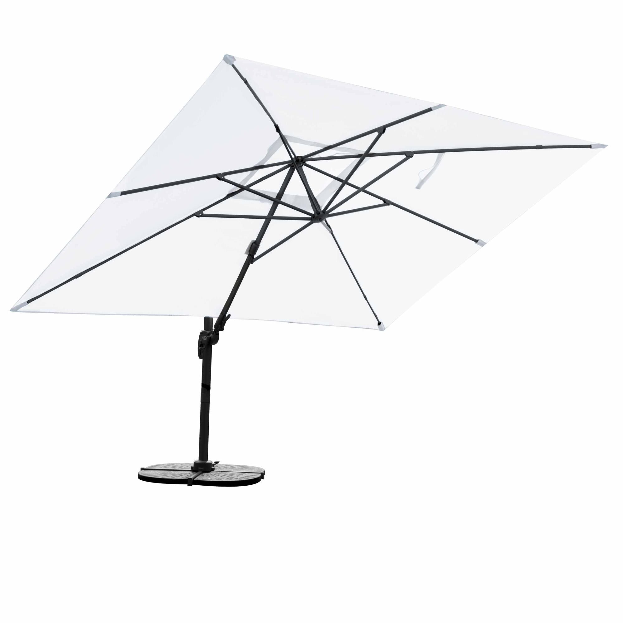 Perlweißer Ampelschirm Gastro Sonnenschirm 3x4m inkl. Windsicherung+Schutzhülle