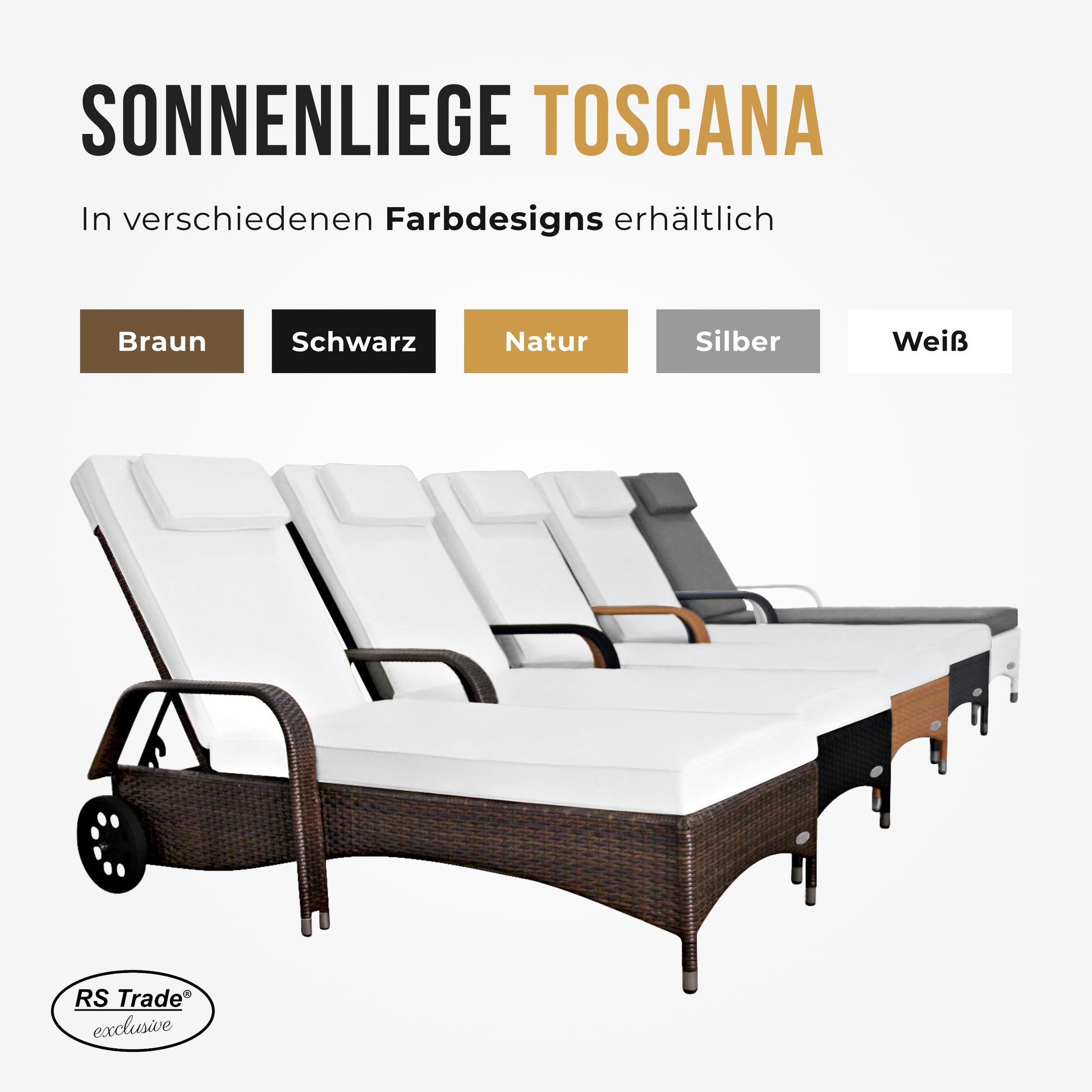 Sonnenliege mit 7 cm Polsterauflage, bequemer Liegekomfort und Armlehnen. 