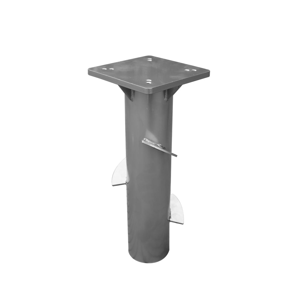 Verankerungsrohr aus Metall mit Montageplatte und Schraubenlöchern, zur stabilen Befestigung.