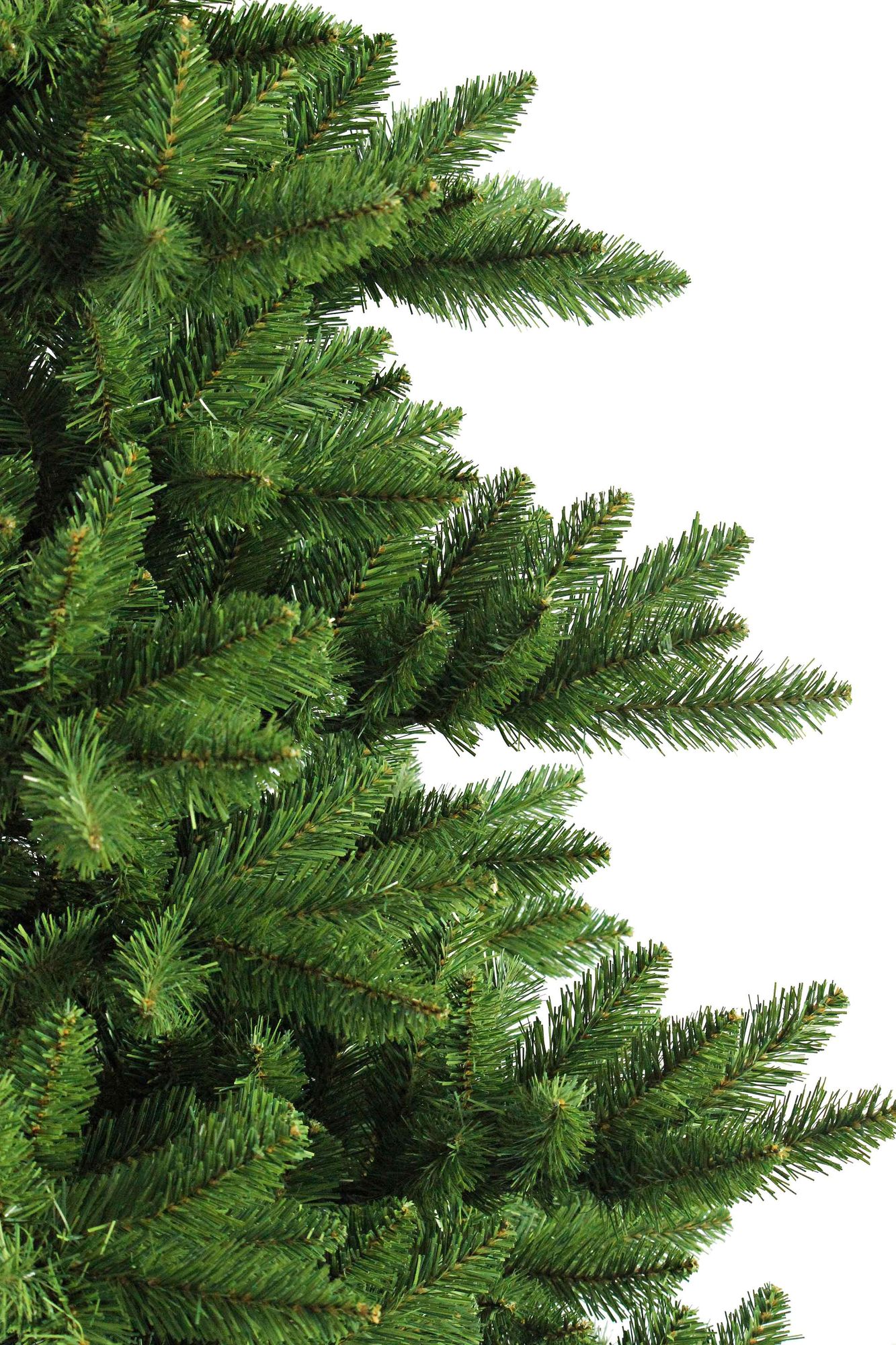Detailansicht von gruenen Tannenzweigen mit feiner Nadelstruktur und naturgetreuem Aussehen. 210 cm