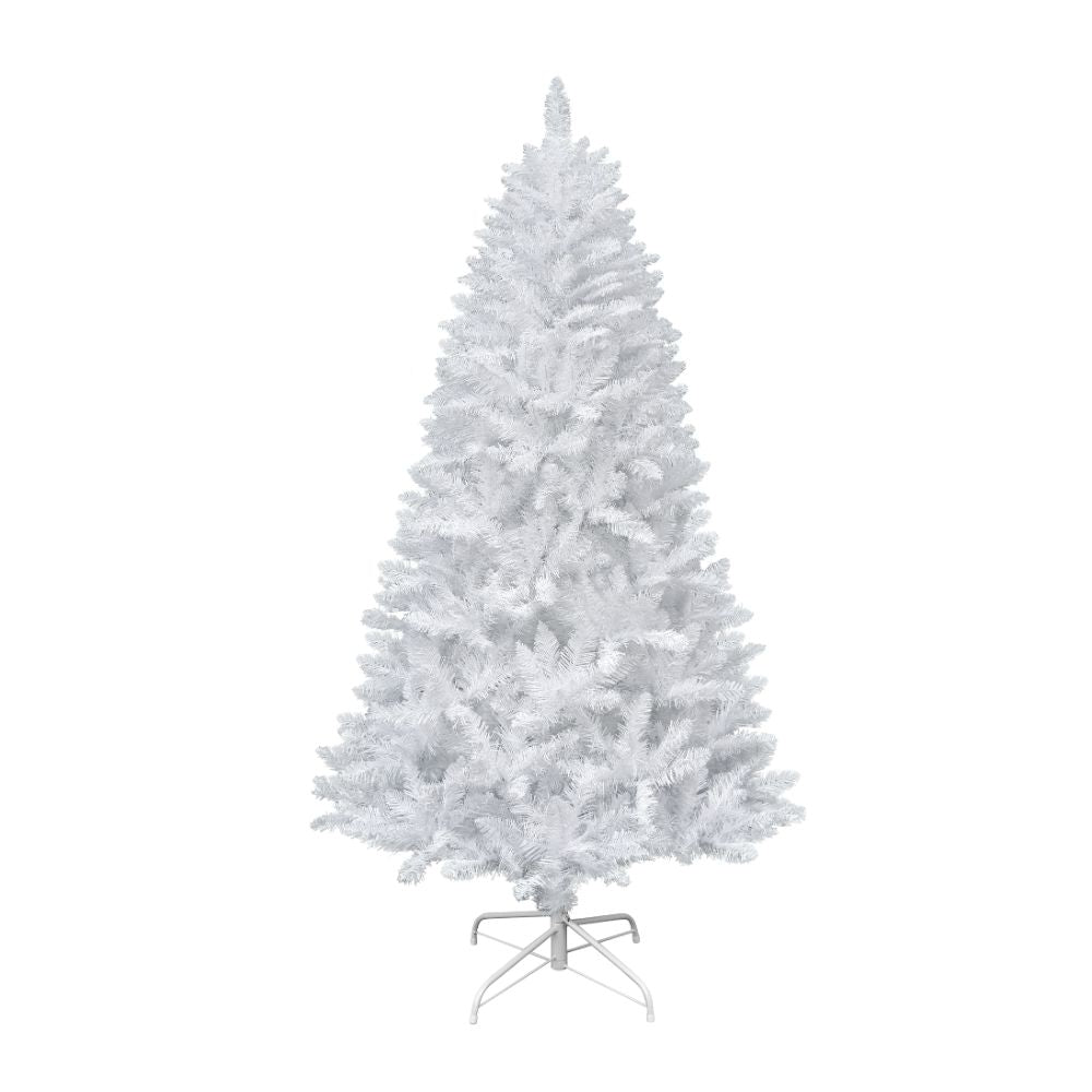 Weißer künstlicher Weihnachtsbaum mit weißem Hintergrund. 150 cm