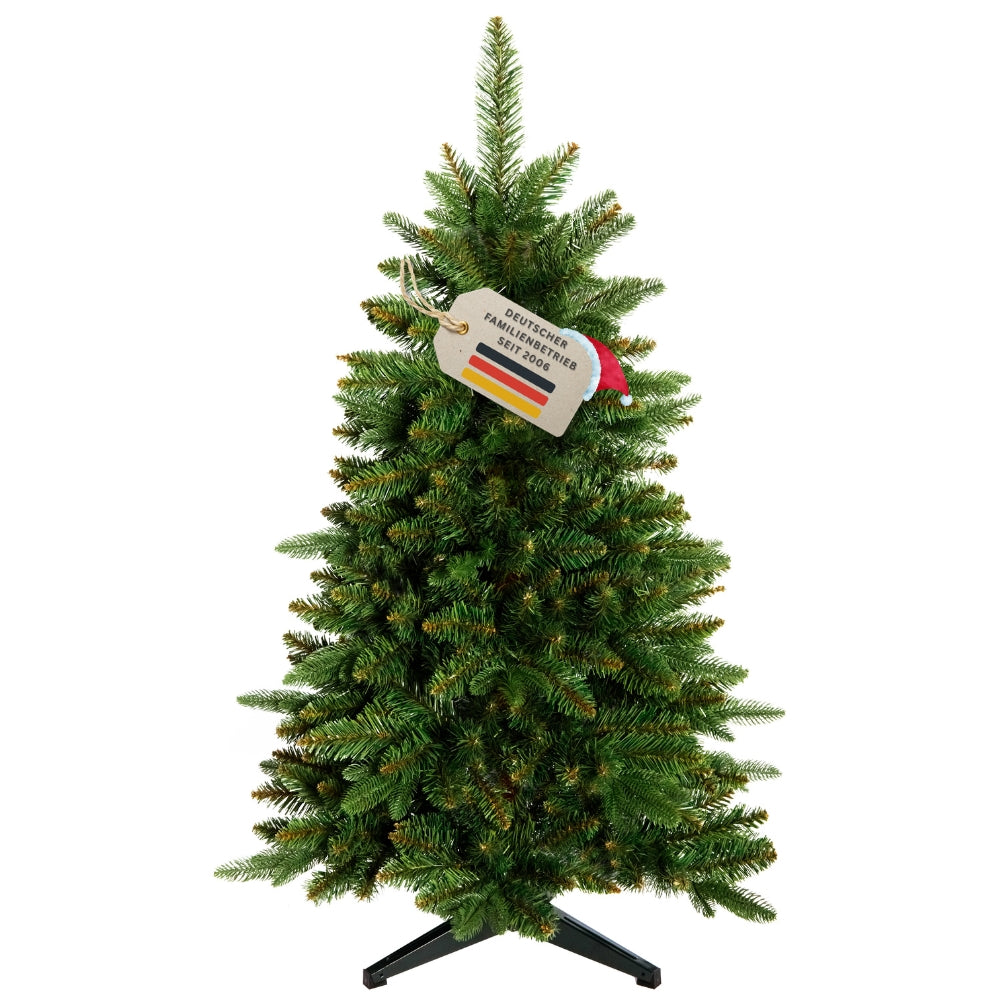 Künstlicher Weihnachtsbaum mit braunem Stamm HXT 23012 mit PE-PVC-Nadelmix, 120 cm hoch, in natürlicher grüner Tannenoptik mit Siegel