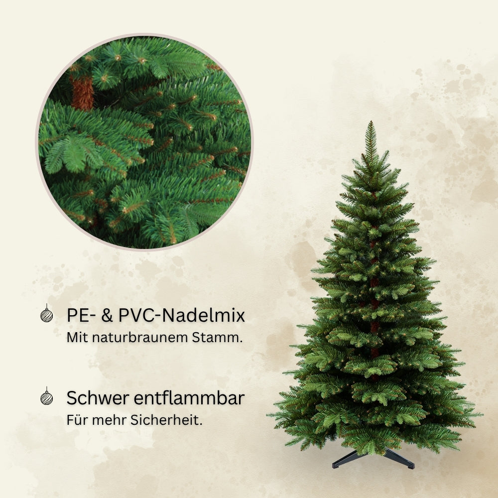 Künstlicher Weihnachtsbaum mit braunem Stamm HXT 23013, 1280 cm, mit PE-PVC-Nadelmix und schwer entflammbarem Material