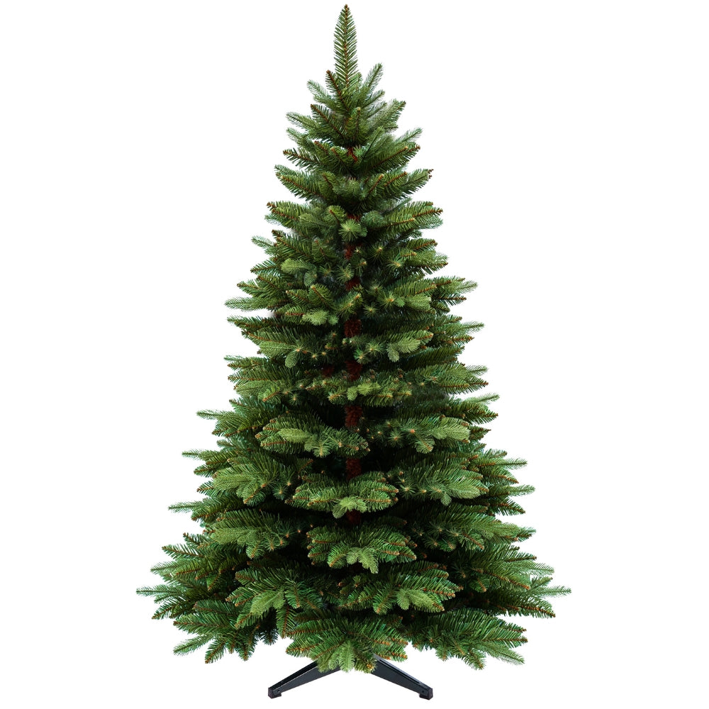 Künstlicher Weihnachtsbaum mit braunem Stamm HXT 23012 mit PE-PVC-Nadelmix, 180 cm hoch, in natürlicher grüner Tannenoptik 