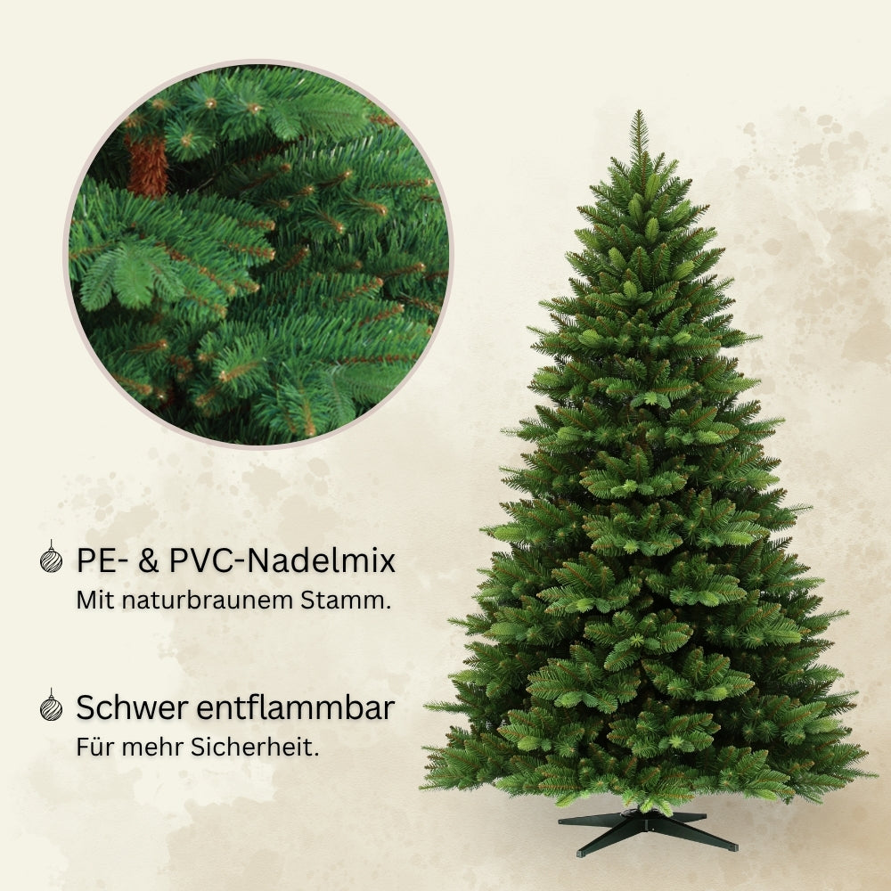 Künstlicher Weihnachtsbaum mit braunem Stamm HXT 23013, 240 cm, mit PE-PVC-Nadelmix und schwer entflammbarem Material