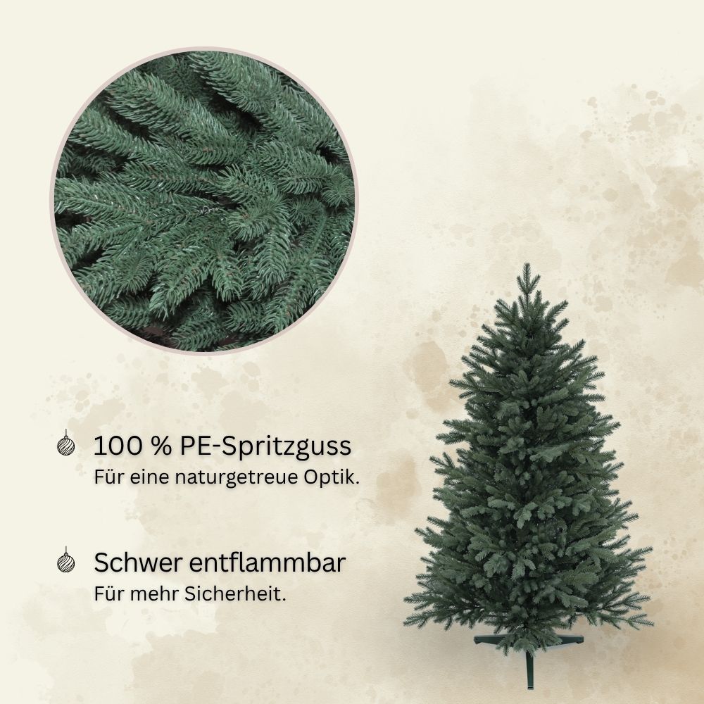Künstlicher Weihnachtsbaum Nordmann Classic, 120 cm, mit PE-Spritzguss-Nadeln und schwer entflammbarem Material