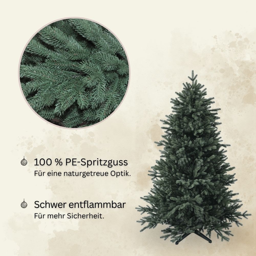 Künstlicher Weihnachtsbaum Nordmann Classic, 150 cm, mit PE-Spritzguss-Nadeln und schwer entflammbarem Material