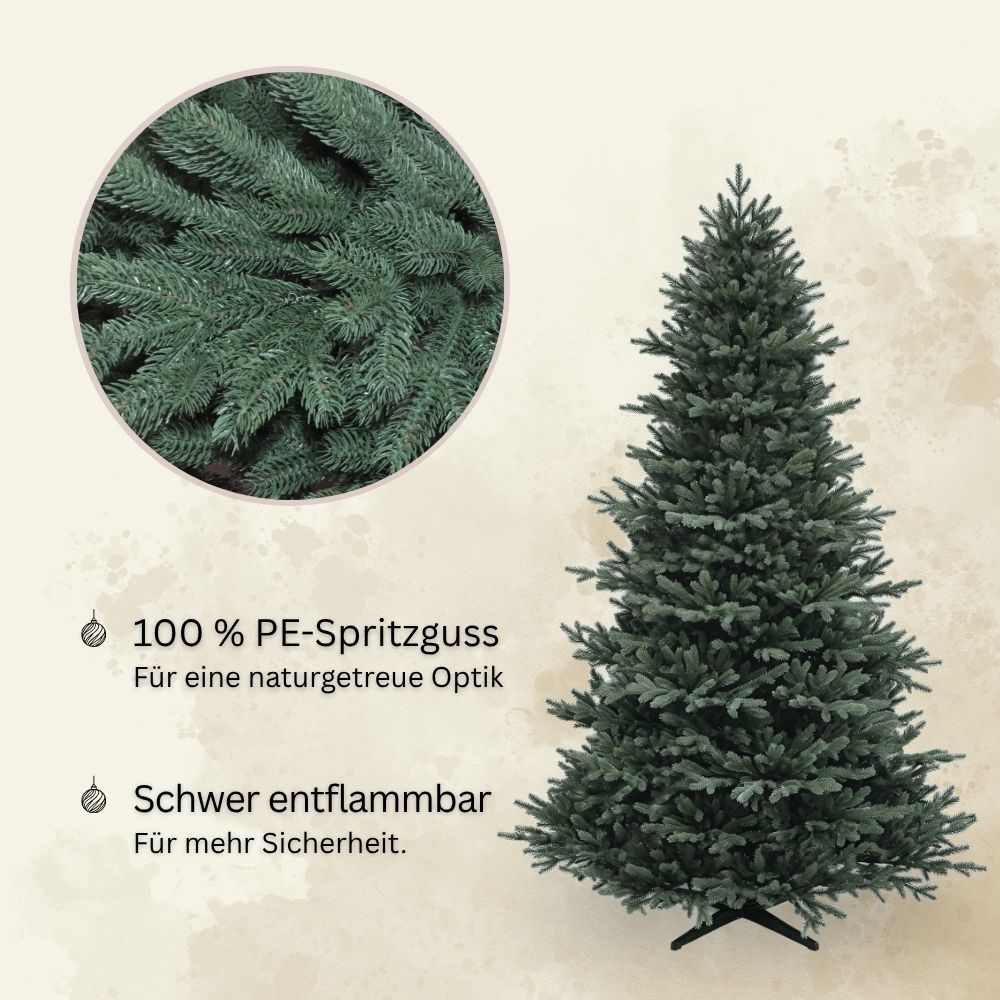 Künstlicher Weihnachtsbaum Nordmann Classic, 210 cm, mit PE-Spritzguss-Nadeln und schwer entflammbarem Material