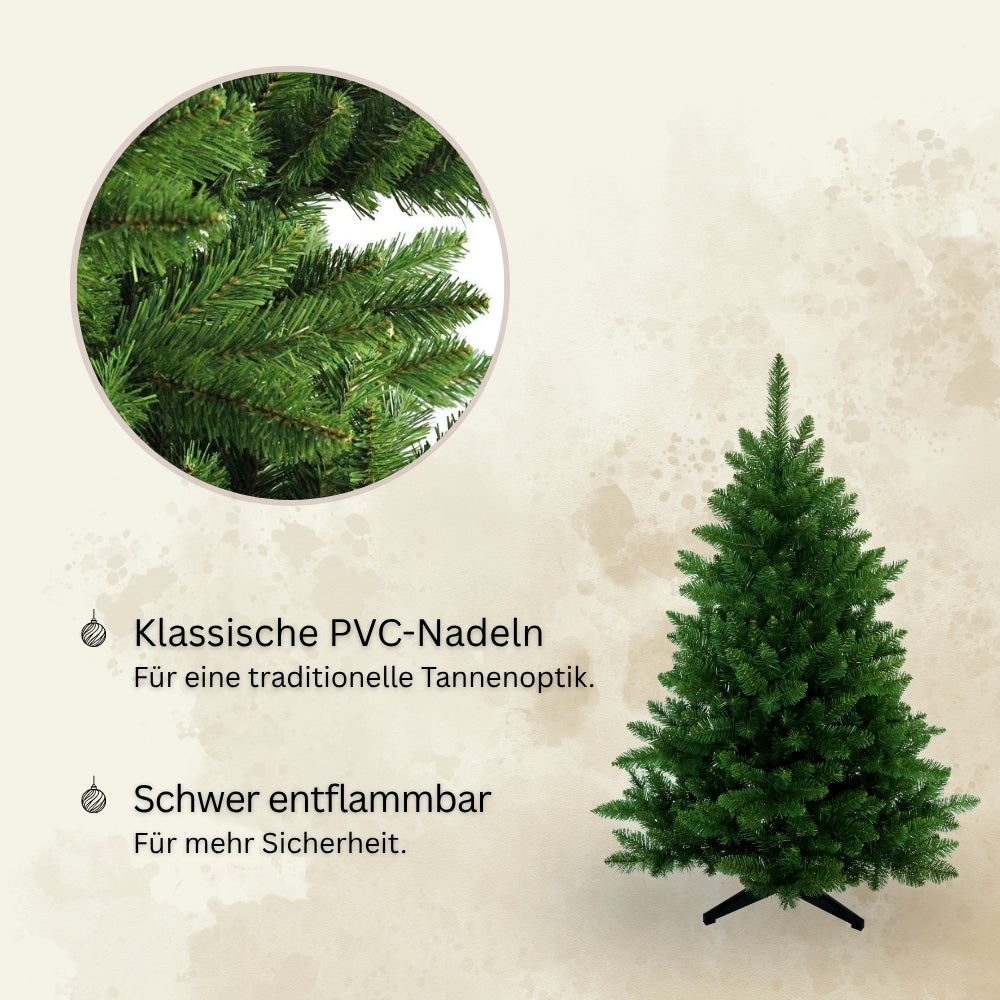 Künstlicher Weihnachtsbaum Spessarttanne 19001 mit klassischen PVC-Nadeln und schwer entflammbarem Material 120 cm