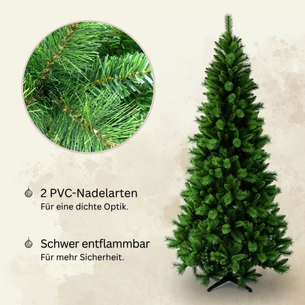 Schmaler künstlicher Weihnachtsbaum SLIM Colorado-Mix, 240 cm, mit zweifarbigen PVC-Nadeln und schwer entflammbarem Material