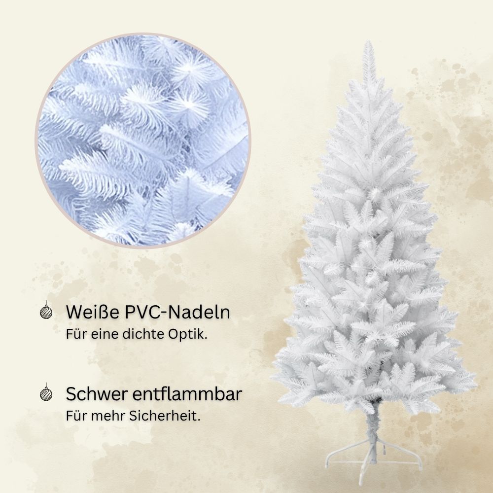 Weißer künstlicher Weihnachtsbaum Snowflake, 180 cm, mit dichten PVC-Nadeln und schwer entflammbarem Material
